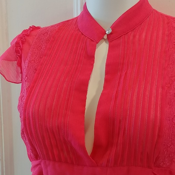 River Island UK Keyhole Tie Waist Blouse - Picture 4 of 7